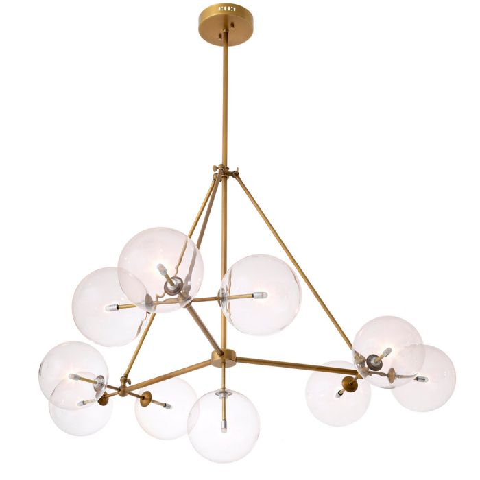 Lustre doré en verre transparent | Eichholtz Bermude