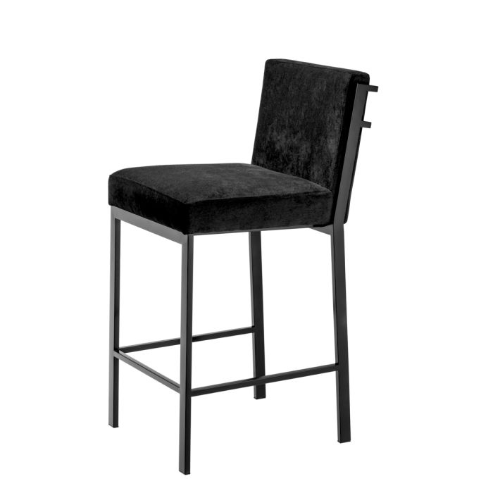 Chaise de comptoir en bronze et velours noir | Eichholtz Scott