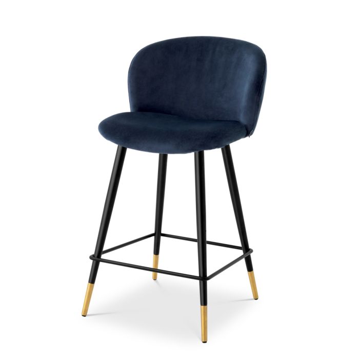 Chaise de comptoir en velours bleu nuit | Eichholtz Volante
