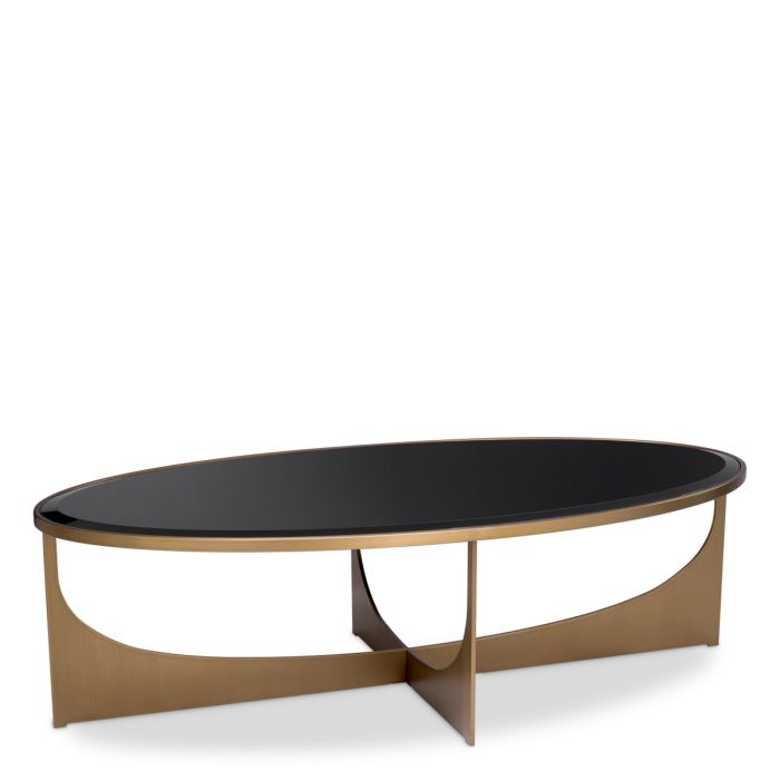 Table basse en laiton brossé et verre noir | Eichholtz Elegance