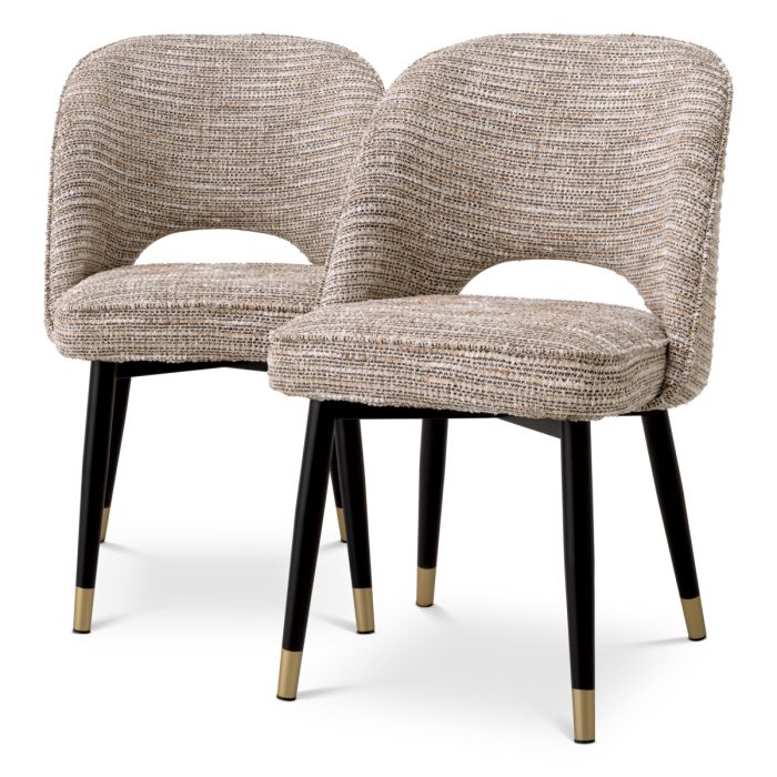Chaise de salle à manger en tissu beige (lot de 2) | Eichholtz Cliff