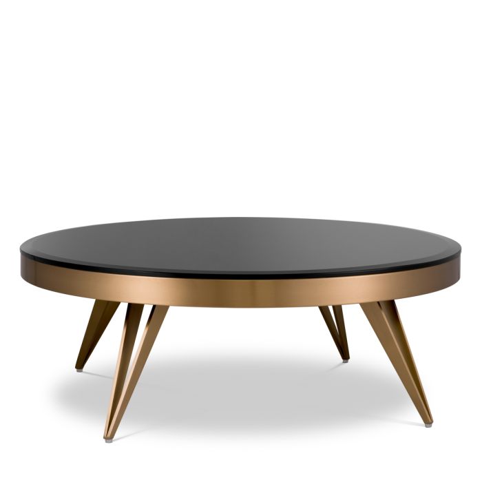 Table basse en laiton brossé et verre noir | Eichholtz Rocco