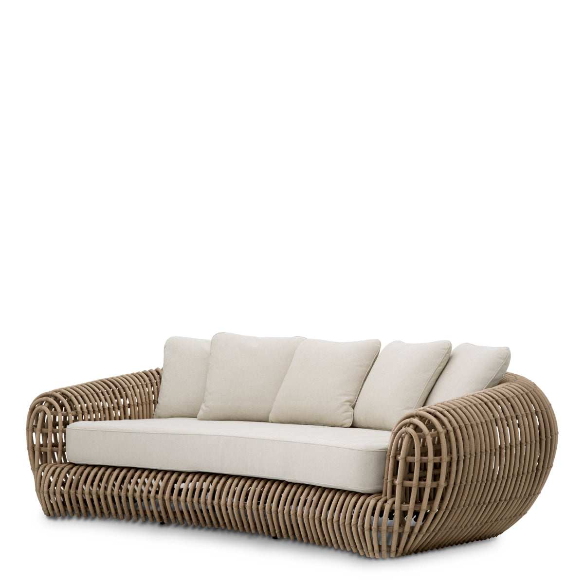 Sofa d'extérieur en faux rotin sable violé | Eichholtz Siderno - vue principale | REMO-HOME