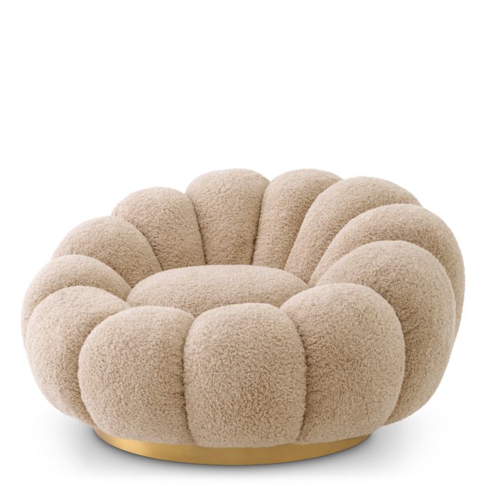 Fauteuil pivotant en tissu molletonné sable | Eichholtz Mello