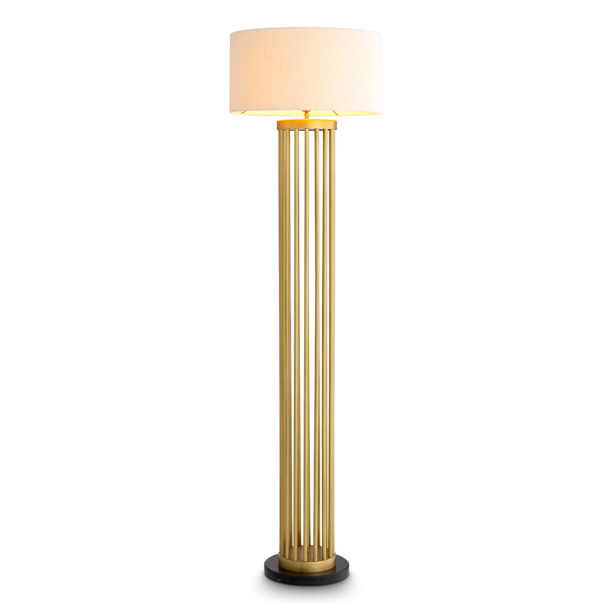 Lampe de sol en laiton antique avec abat-jour en bouclé | Eichholtz Condo - vue principale | REMO-HOME