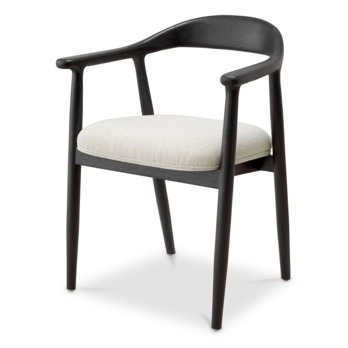 Chaise de salle à manger noire en tissu crème | Eichholtz Beale