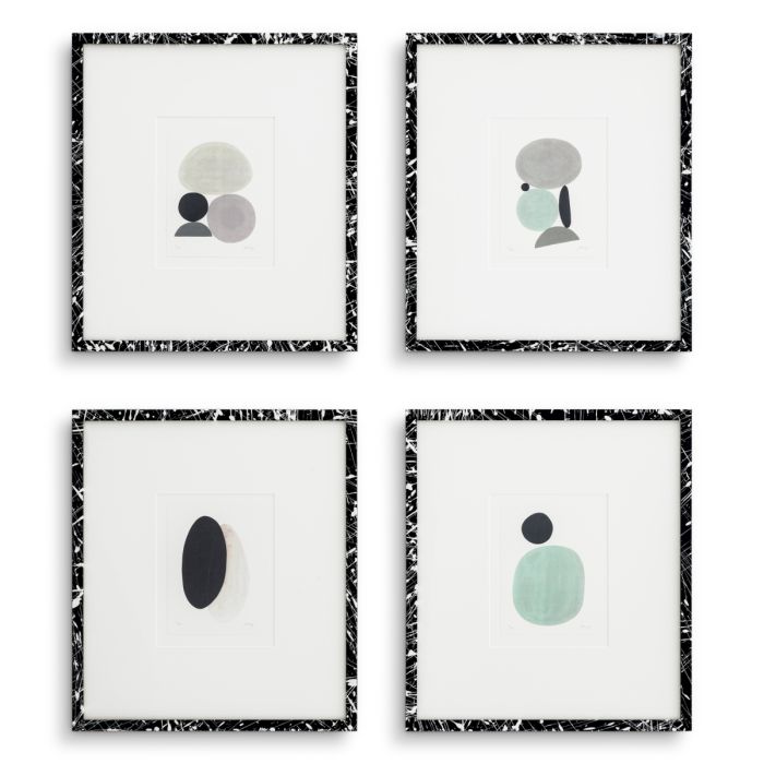 Illustrations en bois noir et blanc (lot de 4) | Eichholtz Ravagni
