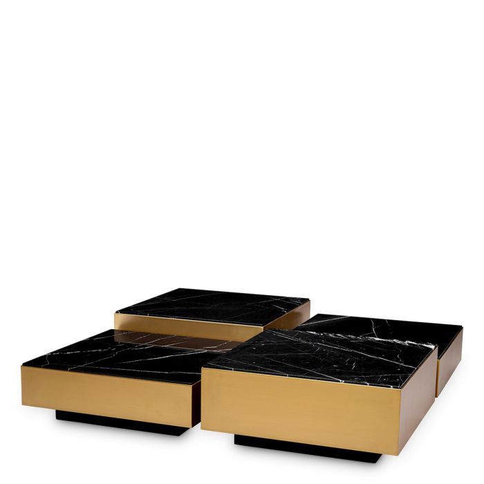 Table basse dorée marbre noir (lot de 4) | Eichholtz Esposito