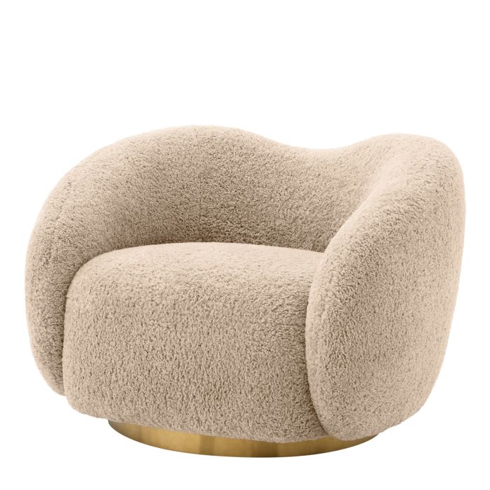 Fauteuil pivotant molletonné marron | Eichholtz Cristo