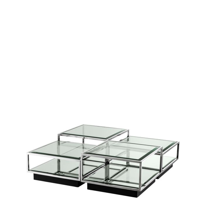 Table basse argentée en verre (lot de 4) | Eichholtz Tortona