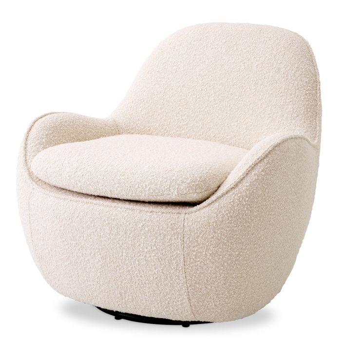 Fauteuil pivotant bouclé crème | Eichholtz Cupido