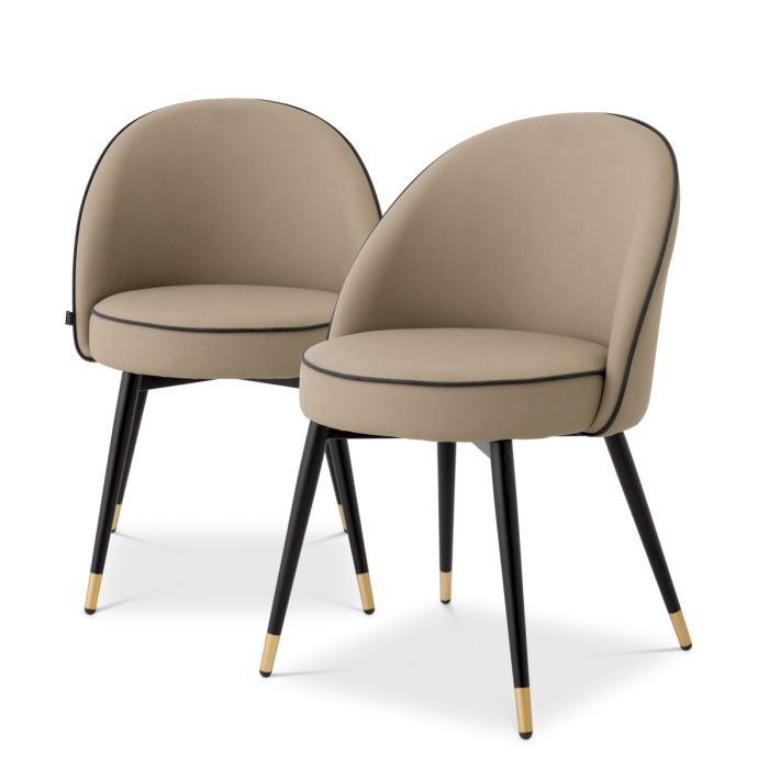 Chaise de salle à manger en similcuir beige (lot de 2) | Eichholtz Cooper