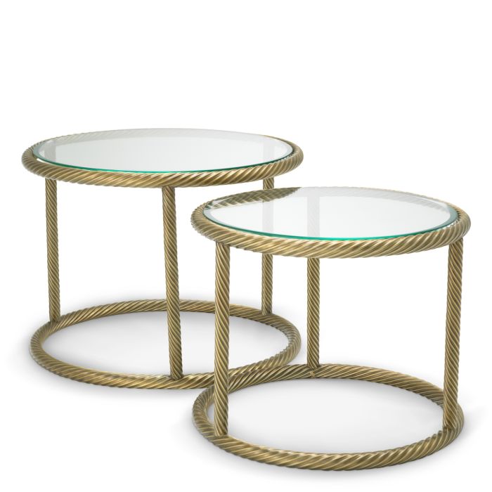 Table d'appoint dorée en verre transparent (lot de 2) | Eichholtz Addison