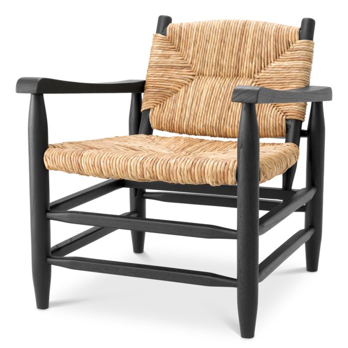 Fauteuil noir en jonc de mer | Eichholtz Elliott