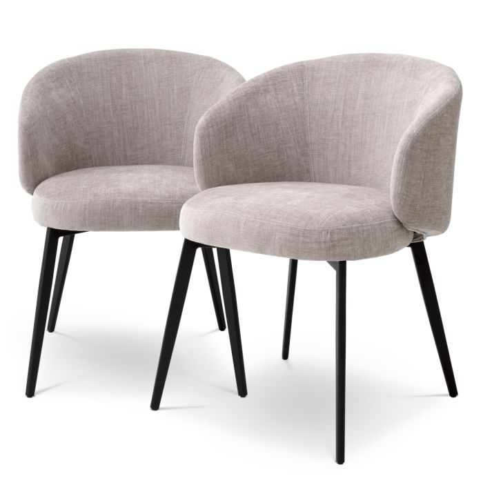 Chaise de salle à manger avec accoudoirs en tissu gris (lot de 2) | Eichholtz Lloyd