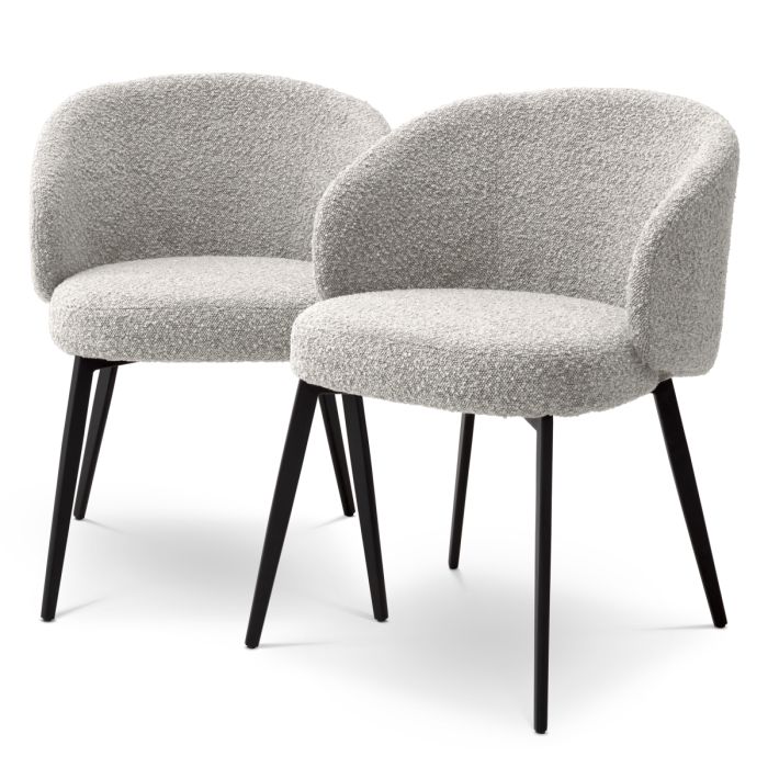 Chaise de salle à manger avec accoudoirs bouclé gris (lot de 2) | Eichholtz Lloyd