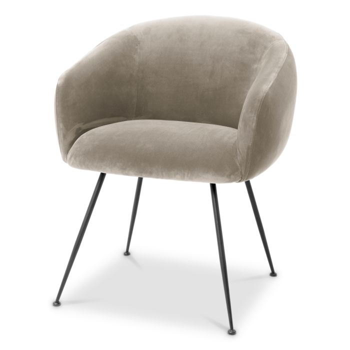 Chaise de salle à manger en velours greige | Eichholtz Elbury