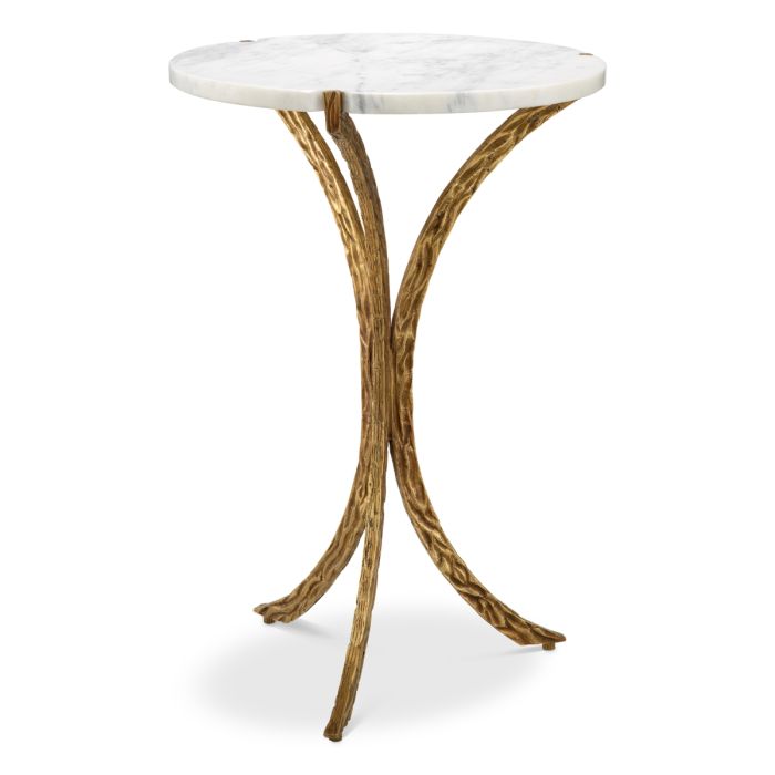 Table d'appoint dorée en verre blanche | Eichholtz Emmeline