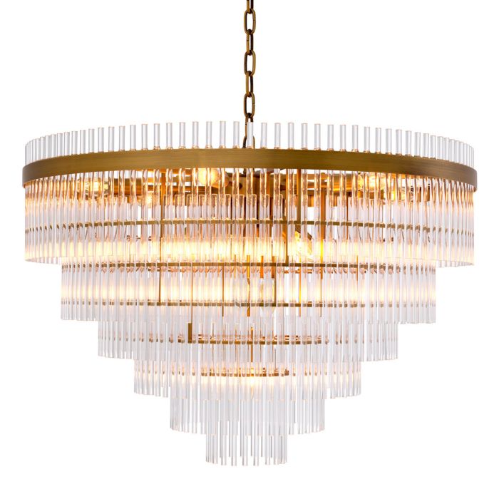 Lustre doré en verre transparent | Eichholtz East S