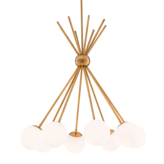 Lustre doré en verre blanc | Eichholtz Luxor