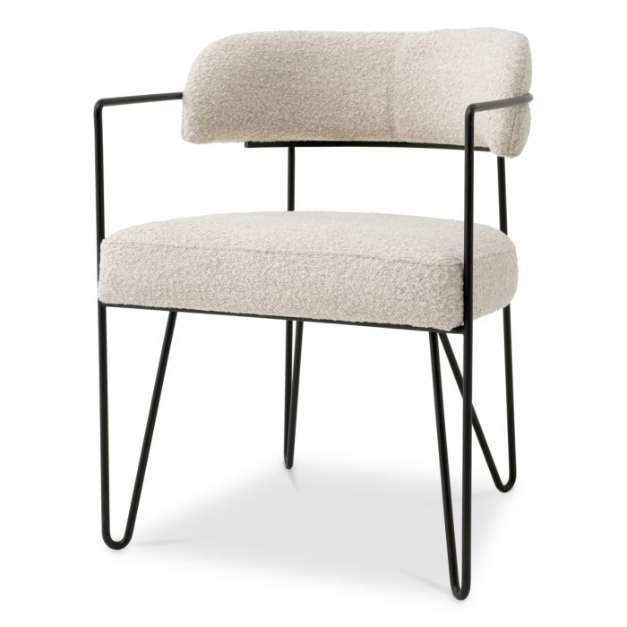 Chaise de salle à manger bouclé blanc | Eichholtz Giuseppe