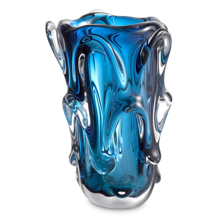 Vase en verre soufflé bleu | Eichholtz Aila L