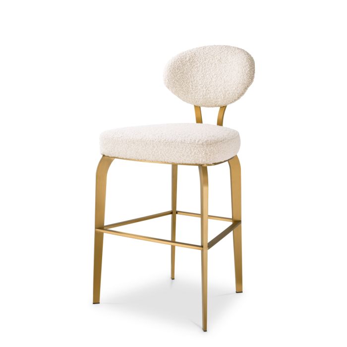 Chaise de comptoir dorée bouclé crème | Eichholtz Dorrego