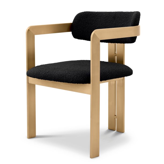 Chaise de salle à manger bouclé noir | Eichholtz Donato