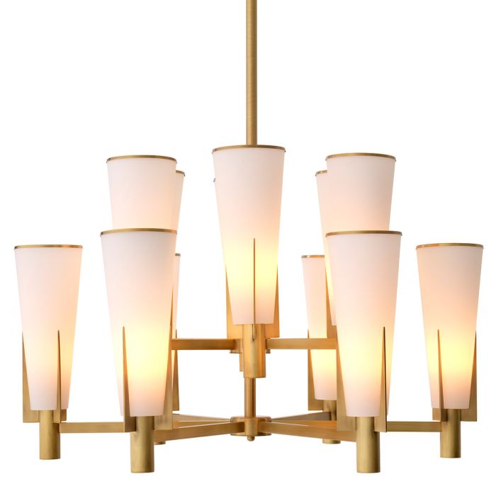 Lustre doré en verre blanc | Eichholtz Dino Double