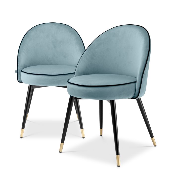 Chaise de salle à manger en velours bleu (lot de 2) | Eichholtz Cooper