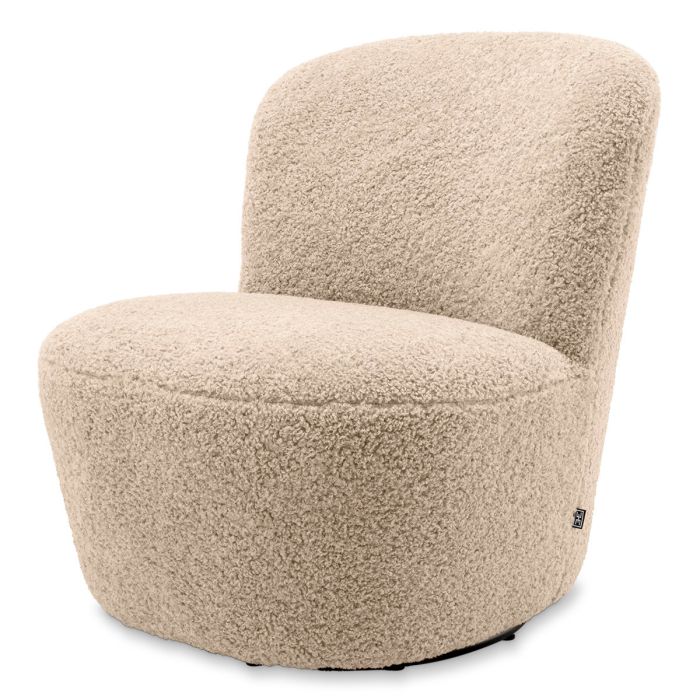 Fauteuil pivotant molletonné sable | Eichholtz Doria
