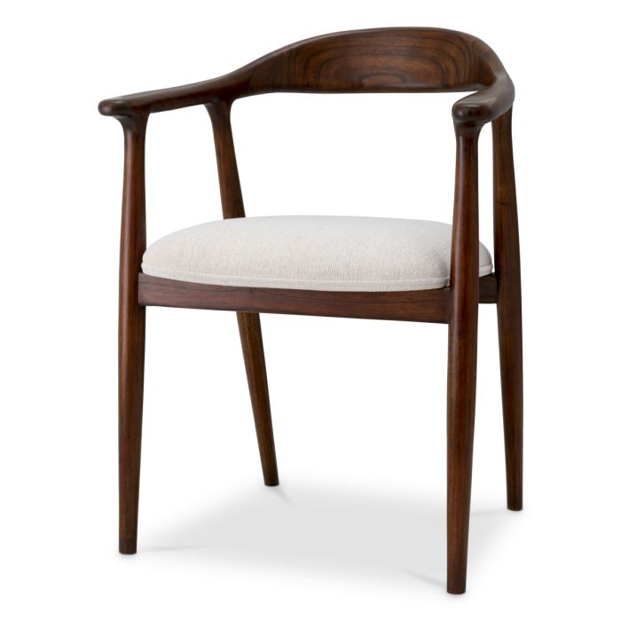 Chaise de salle à manger marron en tissu crème | Eichholtz Beale