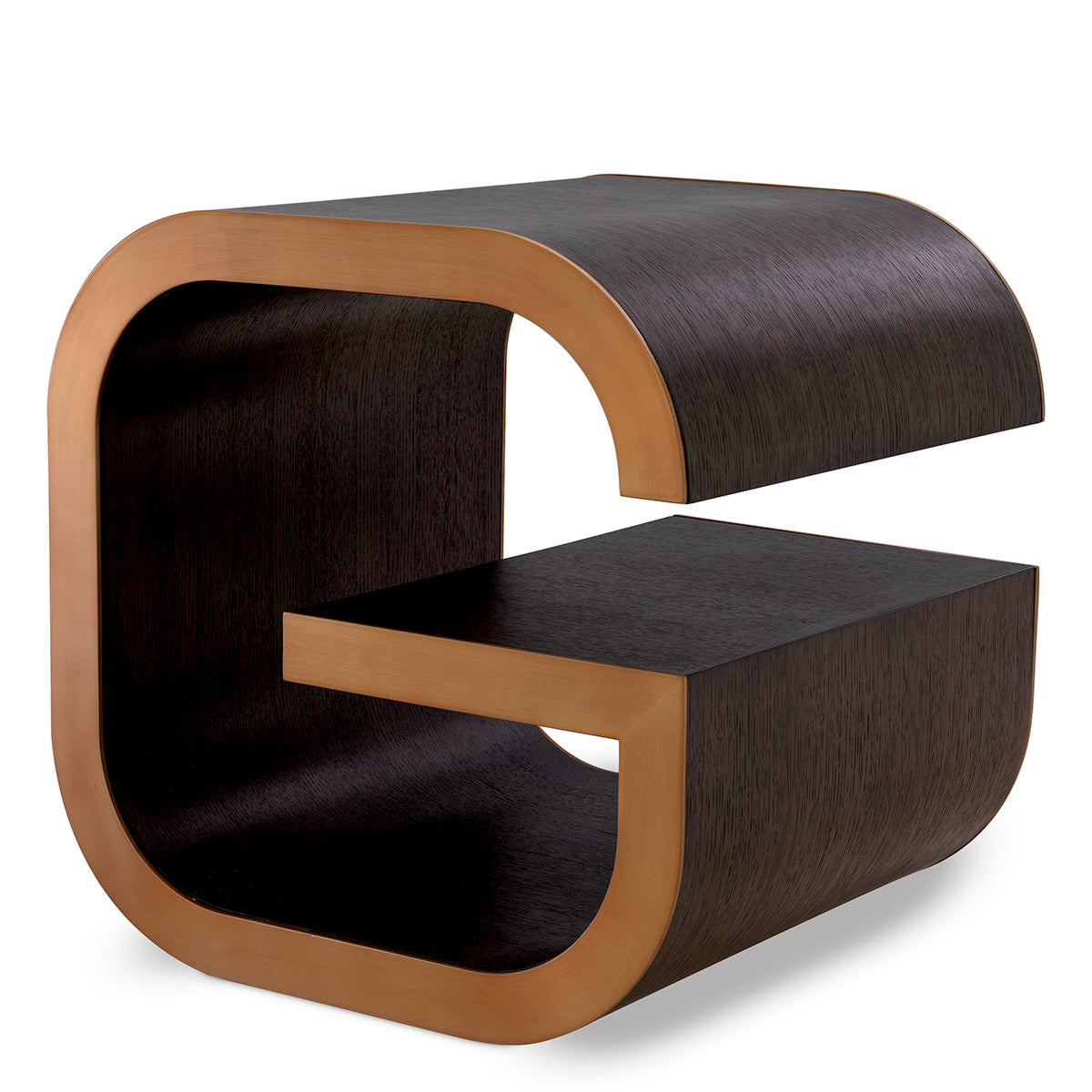 Table d'appoint en placage chêne moka et finition laiton brossé | Eichholtz Galan - vue principale | REMO-HOME