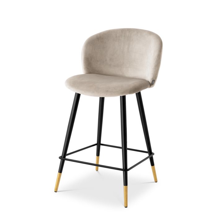 Chaise de comptoir en velours beige | Eichholtz Volante