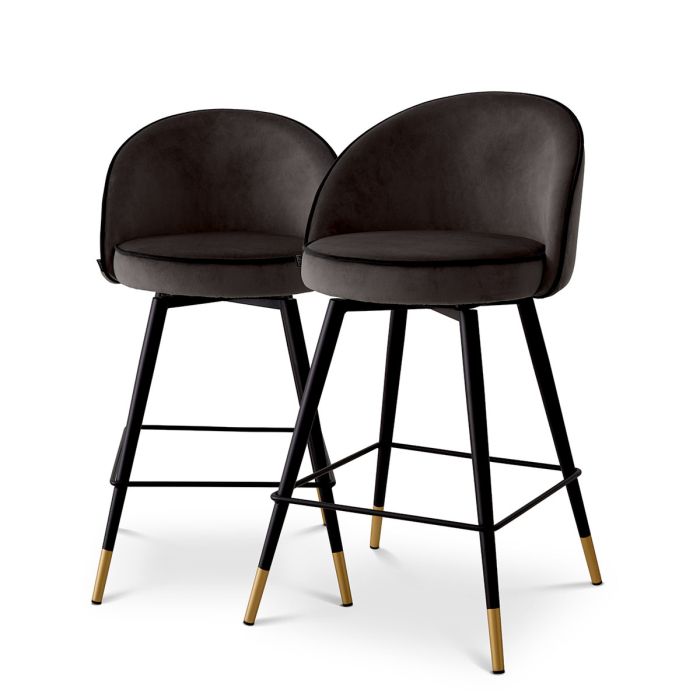 Chaise de comptoir en velours gris (lot de 2) | Eichholtz Cooper
