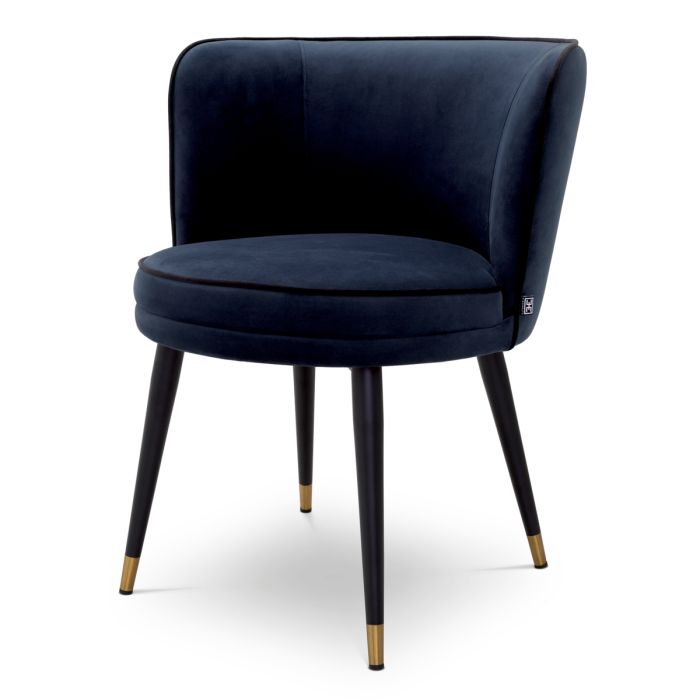 Chaise de salle à manger en velours bleu nuit | Eichholtz Grenada