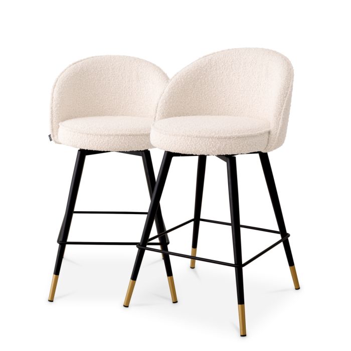 Chaise de comptoir bouclé crème (lot de 2) | Eichholtz Cooper