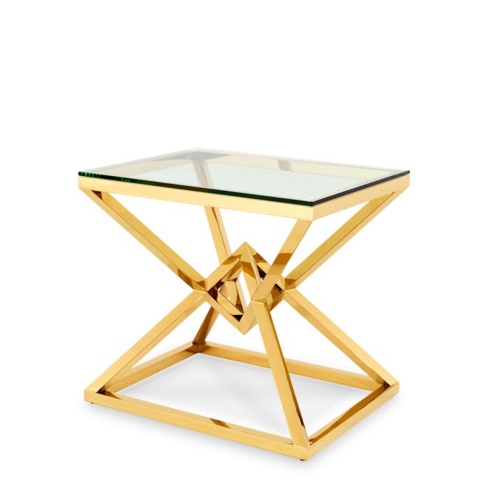 Table d'appoint dorée en verre transparent | Eichholtz Connor