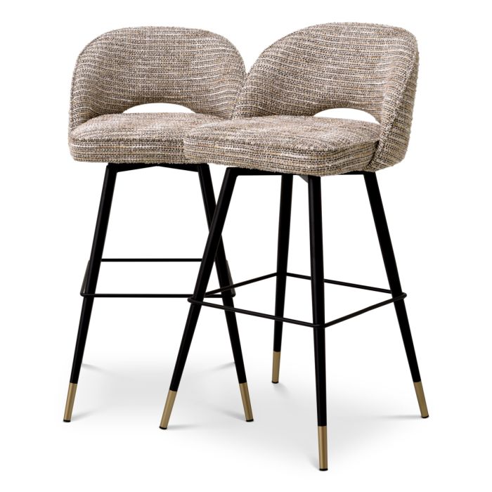 Chaise de bar en tissu beige (lot de 2) | Eichholtz Cliff