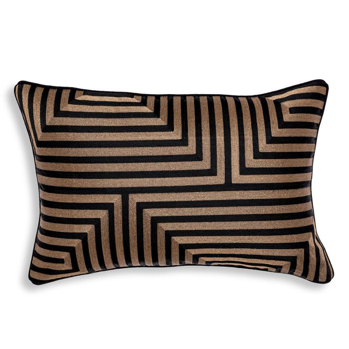 Coussin rectangulaire en tissu doré/noir | Eichholtz Spray