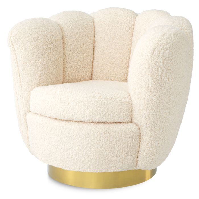 Fauteuil pivotant en tissu sherpa blanc | Eichholtz Mirage