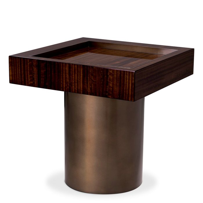 Table d'appoint carrée en bois d'eucalyptus brillant | Eichholtz Otus