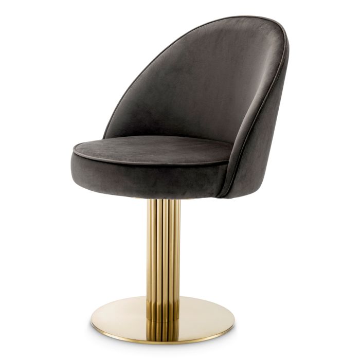 Chaise de salle à manger pivotante en velours gris | Eichholtz Dorland