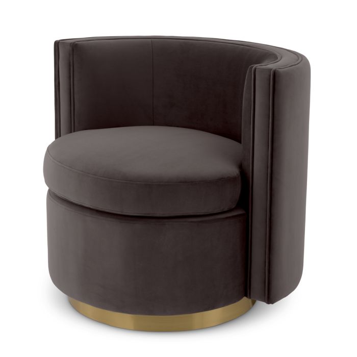 Fauteuil pivotant en velours gris | Eichholtz Amanda