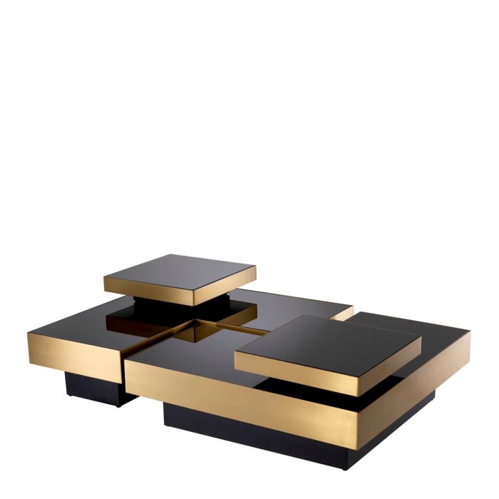 Table basse dorée en verre noir (lot de 4) | Eichholtz Nio