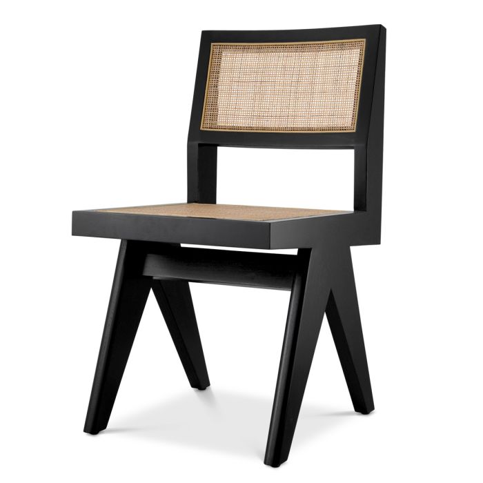 Chaise de salle à manger noire en rotin | Eichholtz Niclas