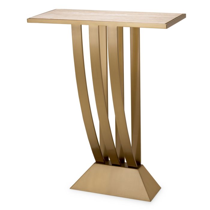 Console en laiton brossé et travertin | Eichholtz Beau Deco
