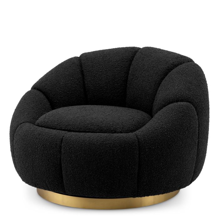 Fauteuil pivotant bouclé noir | Eichholtz Inger