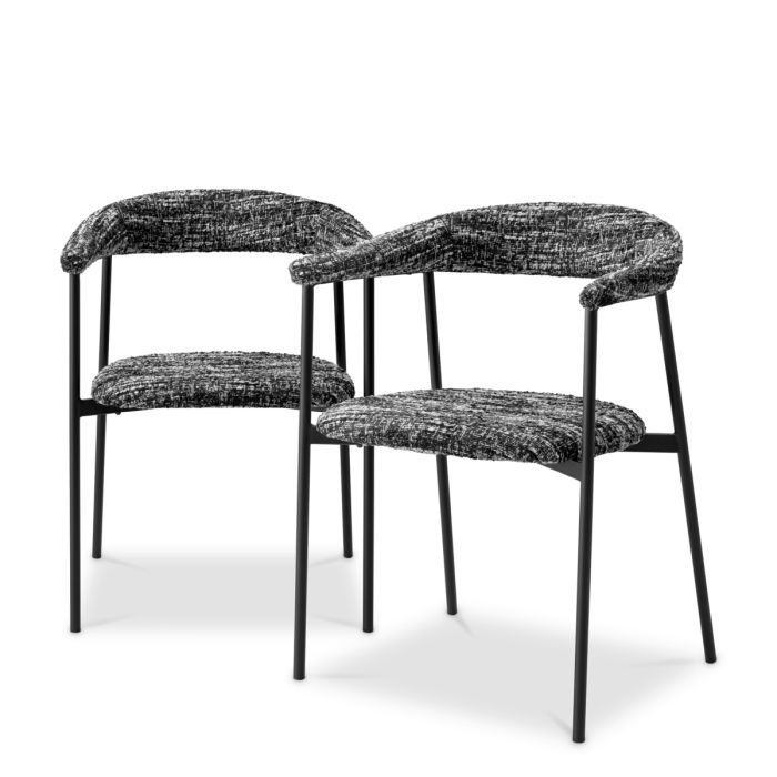 Chaise de salle à manger bouclé noir (lot de 2) | Eichholtz Julio