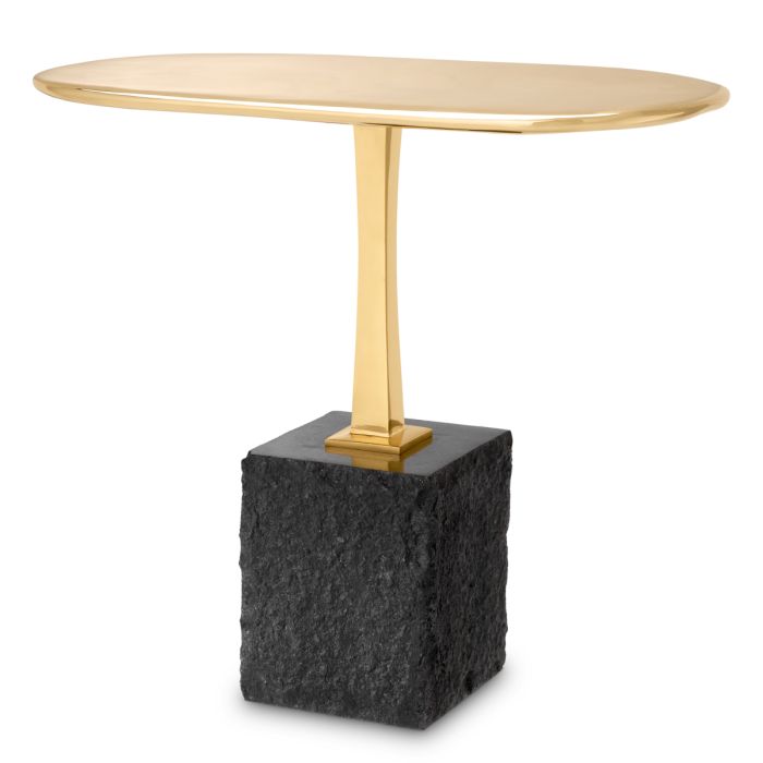 Table d'appoint dorée en granit noir | Eichholtz Kayan L
